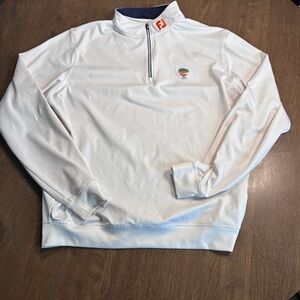 FJ Footjoy Sport Golf Windshirt Jacket Men's Sz L White Orange 1/4 Zip Pullover